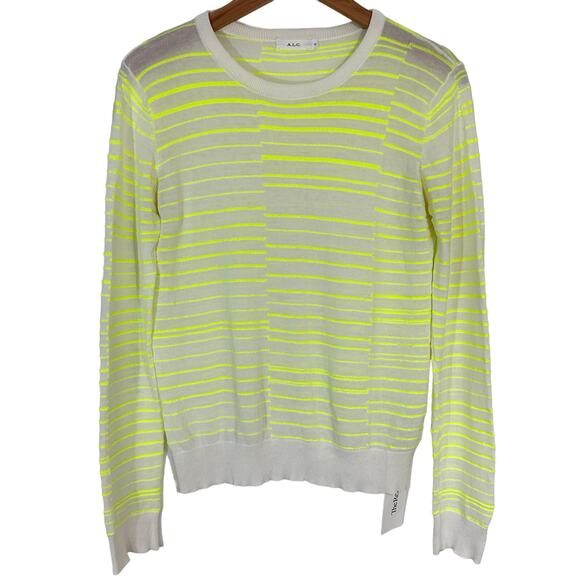 A.L.C. Neon Stripe Lightweight Knit Pullover Sweater